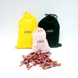 Premium Degradable 83mm Customized Golf Tees Natural Bamboo Hardwood High Quality Unbreakable Durable Packaging Cotton Pouch