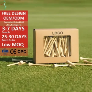 Premium Golf Tees Eco friendly Bamboo Wooden Material Custom Logo Printing Personalized Golf Accessories Gift for Golfer