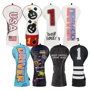 Premium Leather Driver Golf Club Covers Embroidery Golf Headcover Soft Golf Accessories