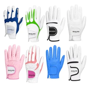 Premium Soft Sheepskin Golf Gloves Cabretta Leather All Weather High Grip Second Skin Fit Reinforced Palm Perforated Breathable