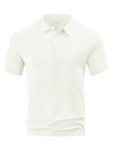 Premium Textured Men’s Jersey Anti Wrinkle Vertical Striped Jacquard Short Sleeve Business Casual Golf Shirt