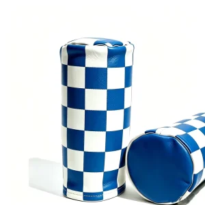 Premium Thick PU Leather Waterproof Golf Blue White Checkerboard 460 Cc Custom Made Golf Wood Club Headcovers
