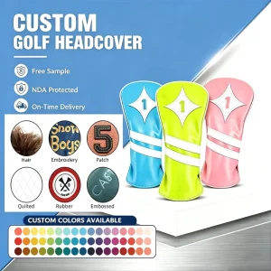 Premium Waterproof Golf Driver Headcover 3 Piece PU Leather Golf Club Head Covers with Custom Embroidery