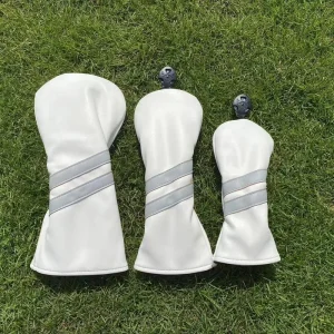 Premium Waterproof Soft PU Golf Club Head Covers for Woods and Drivers Fit Most Clubs Simple Striped Customizable