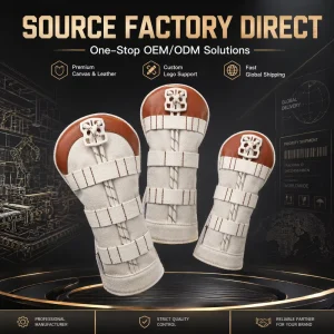 Price High Quality Canvas Pu Hold Tee Driver Fairway Hybrid Headcover Factory Custom Logo Wood Club Golf Headcover
