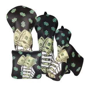 Print Dollar Golf Accessories PU Leather Golf Headcovers Money Driver Club Head Covers