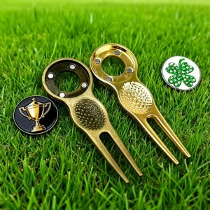 Printed Iron Golf Ball Marker Custom Logo Small Portable Golf Accessory for Game