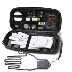 Printed Logo Golf Accessory Case with Clip Golf Glove Holder Classic Golf Accessory Storage