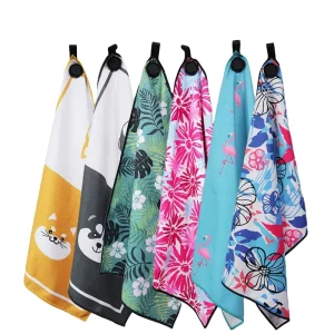 Printed Magnetic Golf Towel Sport Accessories Magnet Golf Towel Custom Logo Microfiber Waffle Golf Towel Custom Print