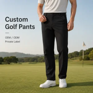 Private Label Golf Pants Men Black Slim Fit Stretch Breathable Quick Dry Lightweight Performance Athletic Sport Golf Pants