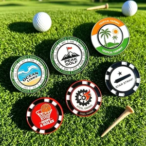 Private Label Golf Poker Chip Sets Edge Lettering Magnetic Metal Golf Poker Chip Sets