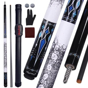Professional Billiard Cue 3/8×8 Pin Joint Low Deflection Carbon Fiber Shaft 12.5mm Tip Leather Grip for Club Plays