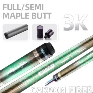 Professional Carbon Fiber Pool Cue Stick with 12.5mm Tip Precision Play Build Full Semi Maple Butt Stainless Steel Joint