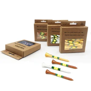 Professional Customized Paper Box Logo Printed 70mm 83mm Wooden Bamboo Golf Tees 2 3 4 3 1 4 Inch