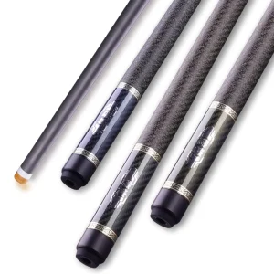 Professional High Quality Pool Cue 3K Weave Pure Carbon Fiber Low Deflection Design Stainless Steel Joint Sanded Grip Gradient