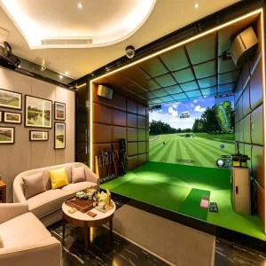 Professional Indoor Golf Simulator Enclosure with Impact Screen Featuring New Design and AR Experience