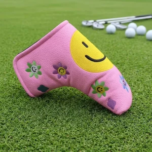Professional Manufacturer Custom Golf Head Covers Solid Color Waterproof PU Leather Smile Face Golf Blade Putter Headcover