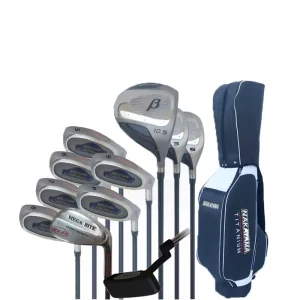 Professional Men’s Golf Clubs Set Stainless Steel Right Flex Shaft Technology Enhances Distance Control Modern Design Ball Bag