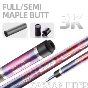 Pure Carbon Fiber Billiard Cue Stick 58″ Professional Pool Cue with 10.5 11.5 12.5 Pro Taper Snooker Tip