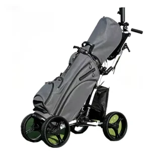 QC005 High Quality Manual Push Cart 4 Wheels Foldable Aluminium Golf Trolley Black Lightweight Durable Non Slip