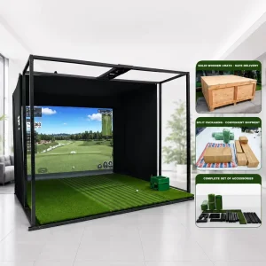 Quick Assemble Indoor Golf Simulator Bay Complete Enclosure Kit Steel Frame Impact Screen 1080p Resolution 100 Virtual