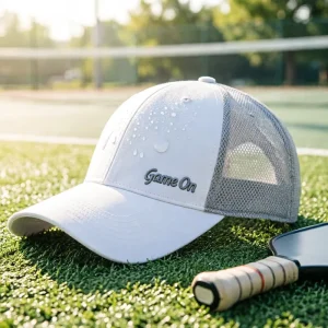 Quick-Dry 100% Polyester 6-Panel Pickleball Hat Waterproof UPF 50+ UV Protection Sport Cap Breathable Universal Fit Unisex