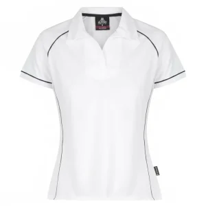Quick Dry White Raglan Sleeve Ladies Golf Polo for Women Outdoor Tennis Playing Sports Athletic Team Uniform Clothing Apparel