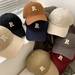 R Logo Letter Baseball Cap Inv Unisex Niche Large Head Circumference Face Slimming Versatile Capvisor Student Sunscreen Sun Hat