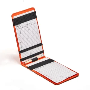 RTS New Design Orange PU Leather Yardage Book Scorecard Holder Golf Scorecard Holder