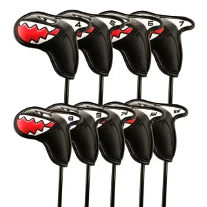 Rainbow Stripes Knit Golf Iron Covers Pom Style Soft Yarn Braided Protection for Men Women Junior Golf Headcover Kit