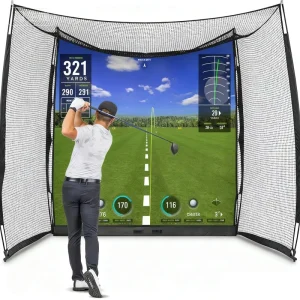 Range Cage 10 X 8 ft Golf Practice Hitting Net Choose Between Printed Graphics Impact Screen Blank Simulator Screen