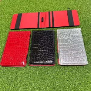 Ready to Ship Black Red Silver Golf Scorecard Holder Yardage Book Cover Elegant Golf Gift