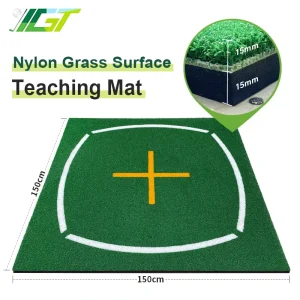 Realistic 150cm X 150cm Indoor Outdoor Golf Practice Mat with Arch Lines Training Aids for Driving Range