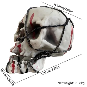 Realistic Skull Decorations Hanging Bloody Mummy & Barbed Wire Skeleton Head Pirate Skull Crossbones Spooky Halloween Props