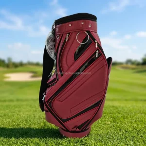 Red Leather 5-Way Waterproof Ladies Golf Cart Bag