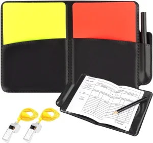 Referee Cards Set with Whistle Red Card Yellow Card Scorebook Pencil for Football Basketball School Sports