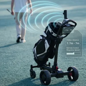 Remote Control Golf Trolley Follow Me Electric Golf Trolley Cart Foldable 4 Wheel Lithium Battery Smart Golf Caddy
