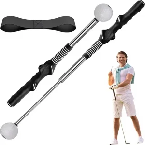 Retractable Golf Swing Training Aid Right-Handed Chipping Hitting Portable Rubber Grip Trainer Click Feedback 0.25KG Head Weight