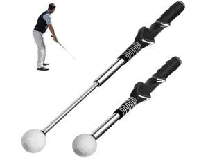 Retractable Stainless Steel Golf Swing Aid Speed Training Rhythm Click Right Left Handed Golf Grip Trainer Improving Hitting