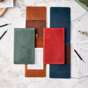 Retro Genuine Leather Golf Scorecard Holder Portable Durable Golf Game Score Card Notebook