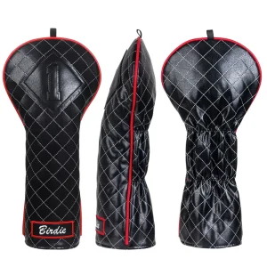 Rhomboid Pattern Black Golf Headcover Club Wood Driver Cover Set Golf Head Cover Golf Accessories