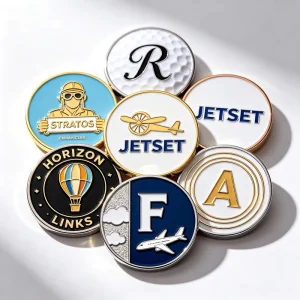 Round Hat Clip Golf Ball Marker Double Sided Zinc Alloy
