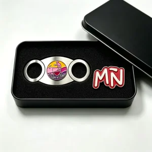 Round Stainless Steel Double Blade Cigar Cutter Scissor Handle Portable Tool With Back Stop Blade As Golf Ball Marker