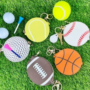 Rugby Golf Basketball Pickleball Baseball Tennis Ball Designer Wallet Leather Coin Purse Keychain Pouch Jewelry Storage Box