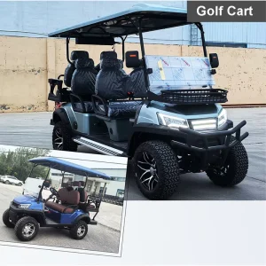 Rugged 6 seat Golf Carts Passenger High Capacity Battery Silver Gray Off Road Golf Buggy Brush Guard for Campus