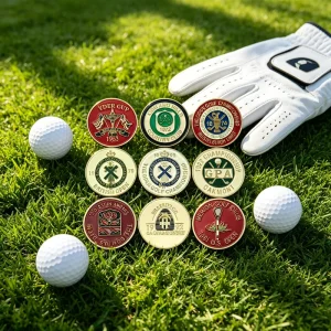 Rule Conforming Level Golf Hat With Tee Holder and Ball Marker Golf Ball