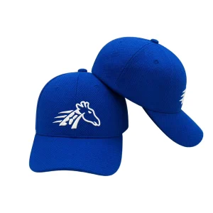 Running Horse Dual Embroidery Sports Athletic Hat Performance Honeycomb Mesh Fitted Baseball Cap