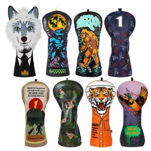 Savage Series Luxury Golf Accessories Headcovers Golf Custom PU Leather Embroidery Golf Head Cover