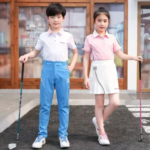 School Uniform Tennis Badminton Sports Golf Apparel Short Sleeve Breathable Quick Dry Four Way Stretch Anti Bacterial Kids’ Golf