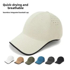 Seamless One piece Molded Foldable Perforated Quick Dry Sports Baseball Cap Breathable Lightweight Adjustable Running Hiking PVC